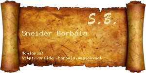 Sneider Borbála névjegykártya